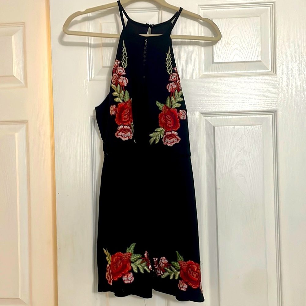 Fabrik black floral detailed romper